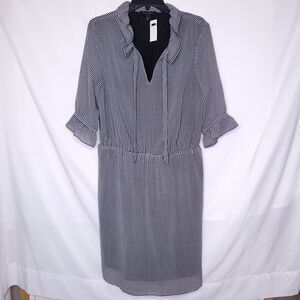 Banana Republic Shirt Dress Large Houndstooth Black, White Midi NWT MSRP $108.99